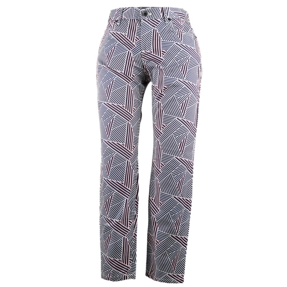 Theory Rochely Cropped Abstract Geometric Print Pants Twee Retro Dopamine Career